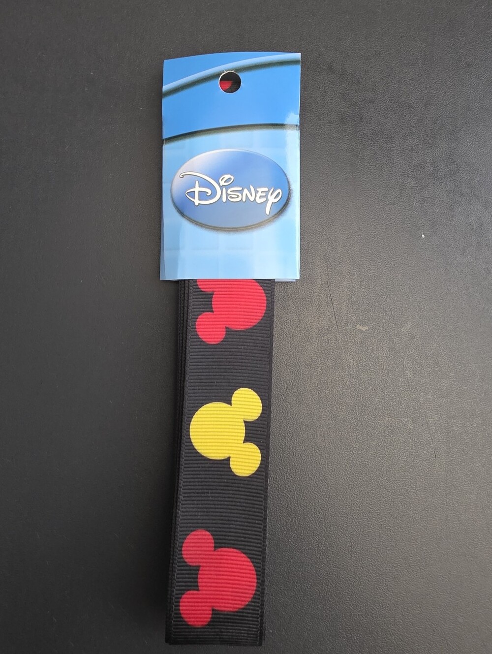 NIP Disney 1" Mickey Ears Yellow Red on Black Grosgrain Ribbon 3 yards